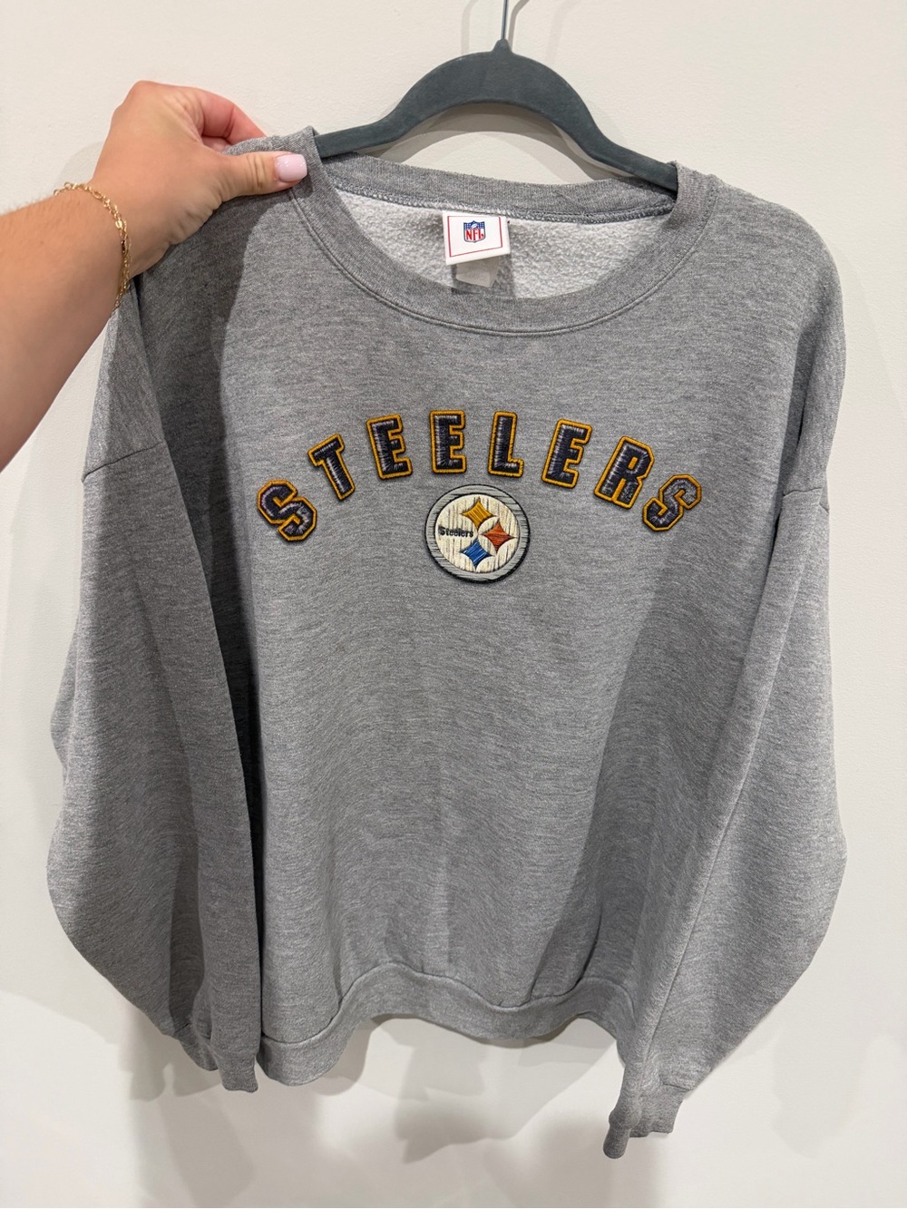 Vintage Pittsburgh Steelers Gray Pullover Crewneck Sweatshirt